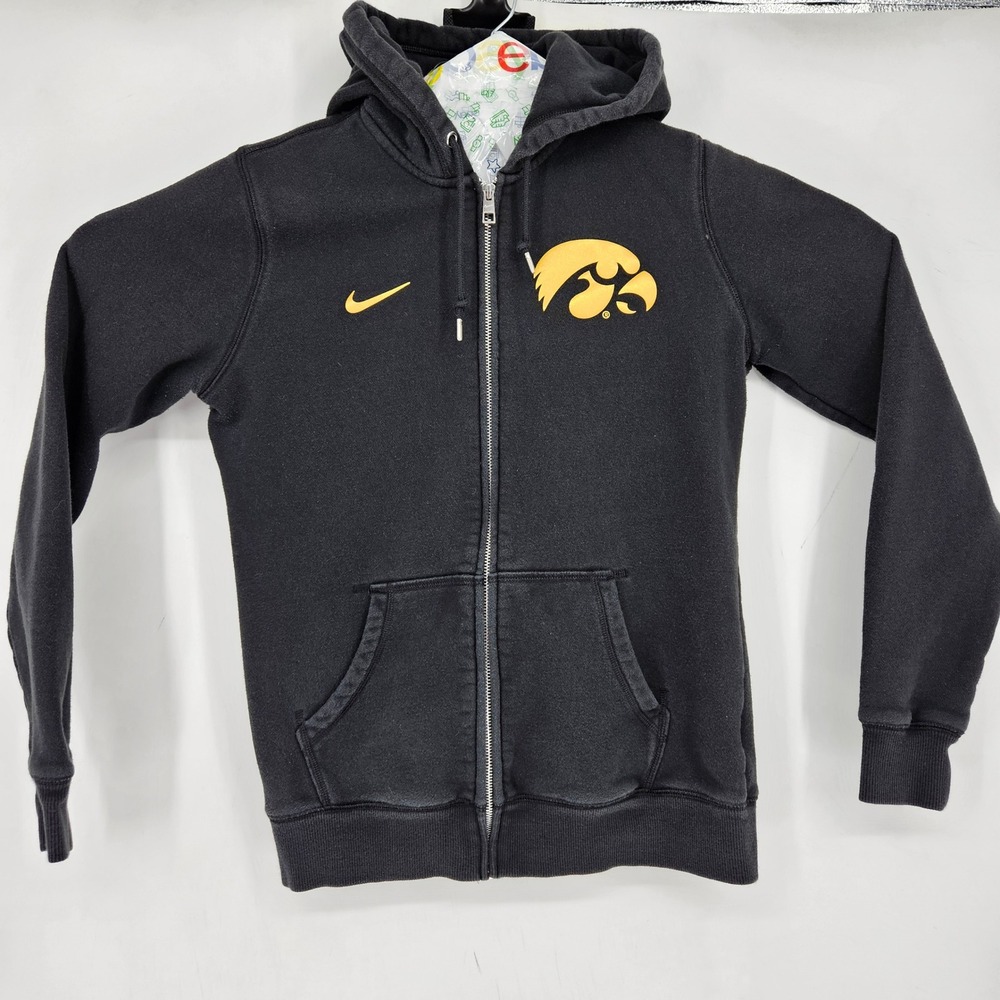 Iowa Hawkeyes Hoodie Womens Large Pullover Black Full Zip Nike Fleece Sweatshirt